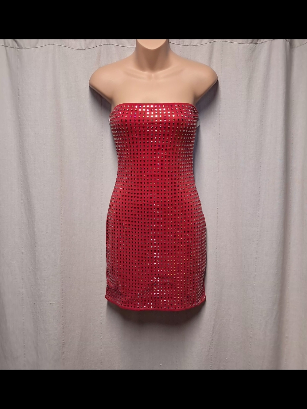 Strapless Red Studded Mini Dress Size S NWT